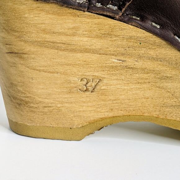 No. 6 Store Ankle Boots 37 Brown Leather Lace Up Wedge Bohemian Scandi Chic - Picture 3 of 15